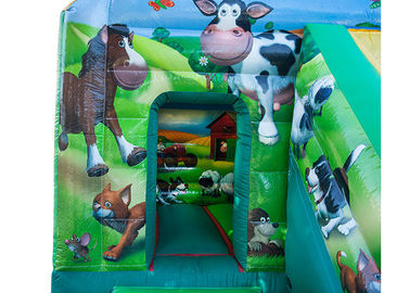 12ftx18ft Farmyard قابل للنفخ كومبو، أطفال Green Jumping وثب منزل مع منزلق