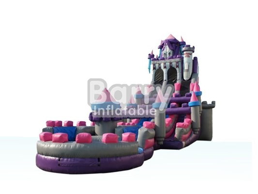 منزلقات مائية قابلة للنفخ من BSCI Princess Castle باللون الأرجواني والوردي والرمادي