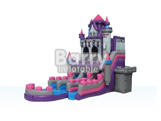 منزلقات مائية قابلة للنفخ من BSCI Princess Castle باللون الأرجواني والوردي والرمادي