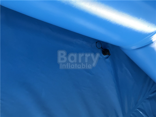 مسبح قابل للنفخ قابل للنفخ باللون الأزرق الفاتح مع طباعة شعار مضخة الهواء