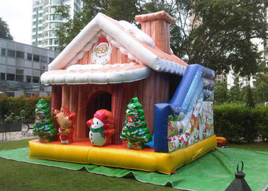 Cuatomized 0.55mm PVC عيد ميلاد سعيد نفخ سانتا كلوز نطاط القلعة للأطفال اللعب