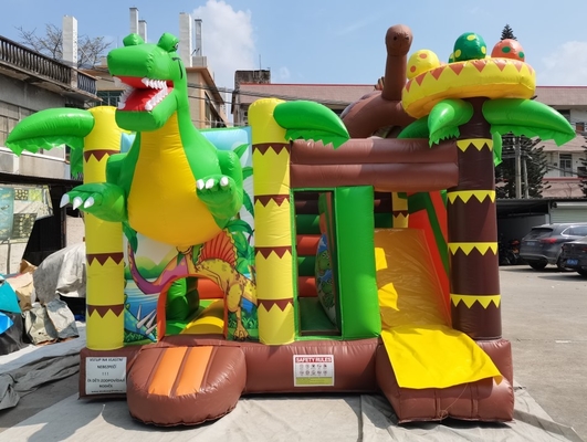 قلعة نطاط قابلة للنفخ مخصصة مع منزل ترتد موضوع الديناصورات للأطفال