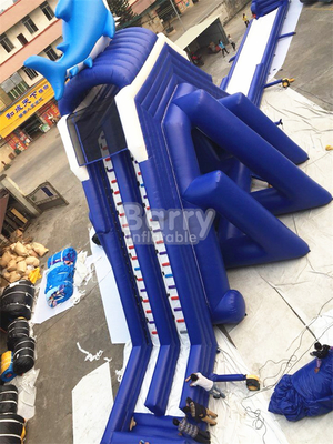 منزلقات مائية قابلة للنفخ PVC تجارية لـ Park Shark Long 35 * 10 * 10m