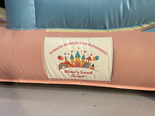 الأميرة الوردية والأزرق الباستيل القلعة المنزل القابل للنفخ مع المنحدر