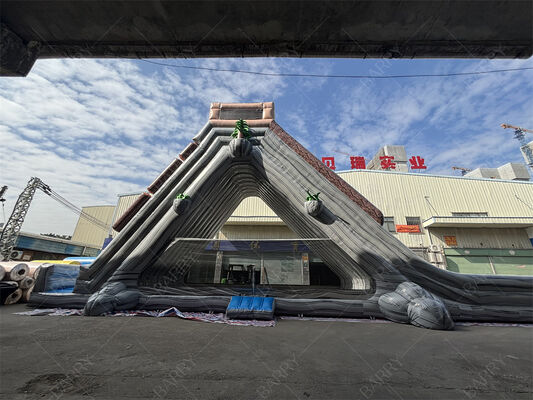 زحليقة مائية عملاقة قابلة للنفخ تجارية، زحليقة مزدوجة المسار ذات طابع استوائي رطب/جاف للمتنزهات والمهرجانات