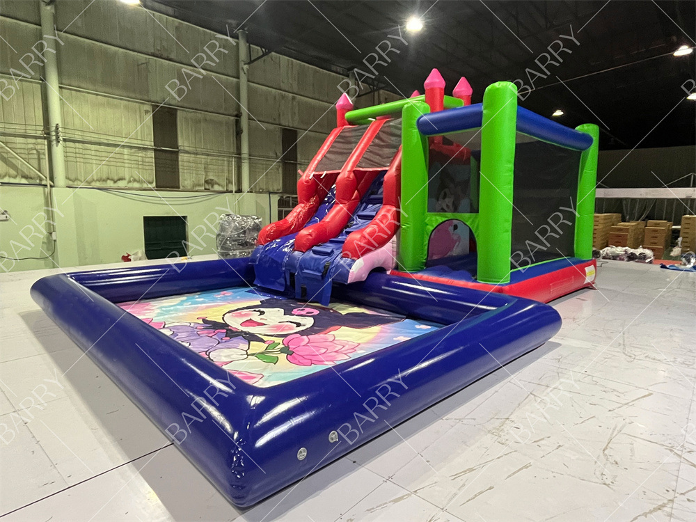 Commercial Melody Kuromi Cartoon Inflatable Water Slide With Pool For Party