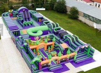 EN71 PVC Obstacle Course Bouncer 5k مجنون مجنون متعة عقبة بالطبع