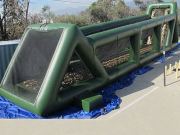 ارتفاع 80ft أخضر قابل للنفخ رياضة لعبة Long Giant قابل للنفخ Zip خط لبالغ