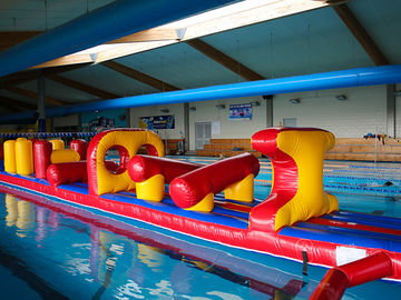 54 FT Long Giant ماء قابل للنفخ دورة مع منزلق دائم 0.9mm pvc