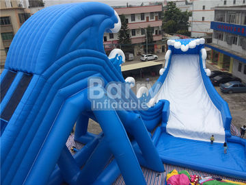 أزرقّ موجة 36 * 20 * 15m عملاق قابل للنفخ ماء منزلق مع بركة ce / ul منفاخ