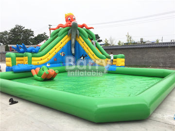Green Castle Theme قابل للنفخ بركة قابل للنفخ مع Octopus منزلق على أرضيّ