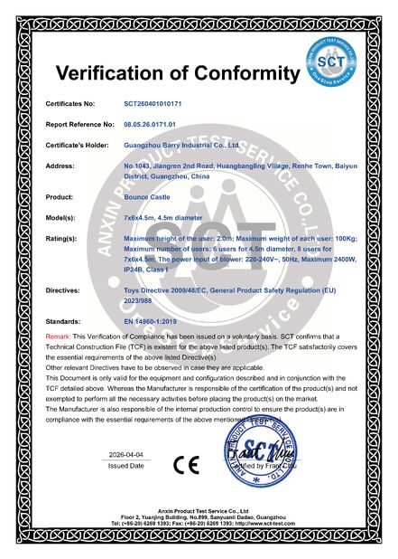 الصين Guangzhou Barry Industrial Co., Ltd الشهادات