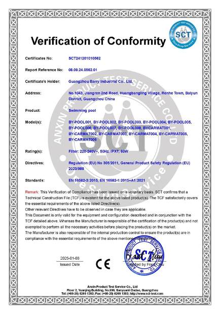 الصين Guangzhou Barry Industrial Co., Ltd الشهادات